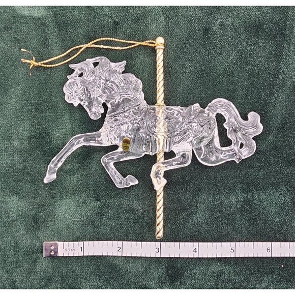 Vintage Iridescent & Clear Carousel Horse Christmas Holiday Ornaments Set Of 2 - Picture 7 of 11